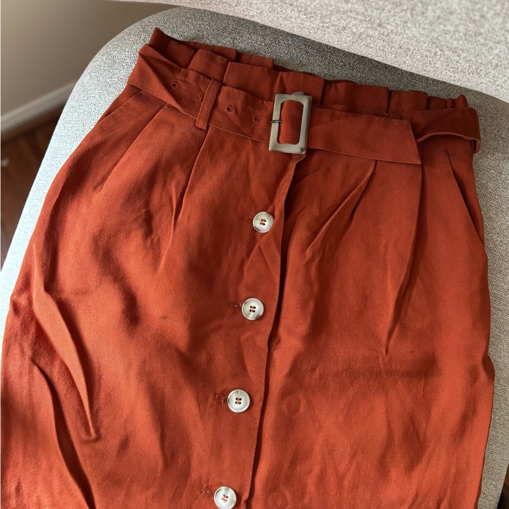 Hallhuber Rust Button-Down Knee Length Skirt